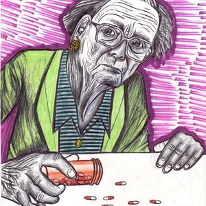 Home decor Art PRINT on paper " Elderly patient"